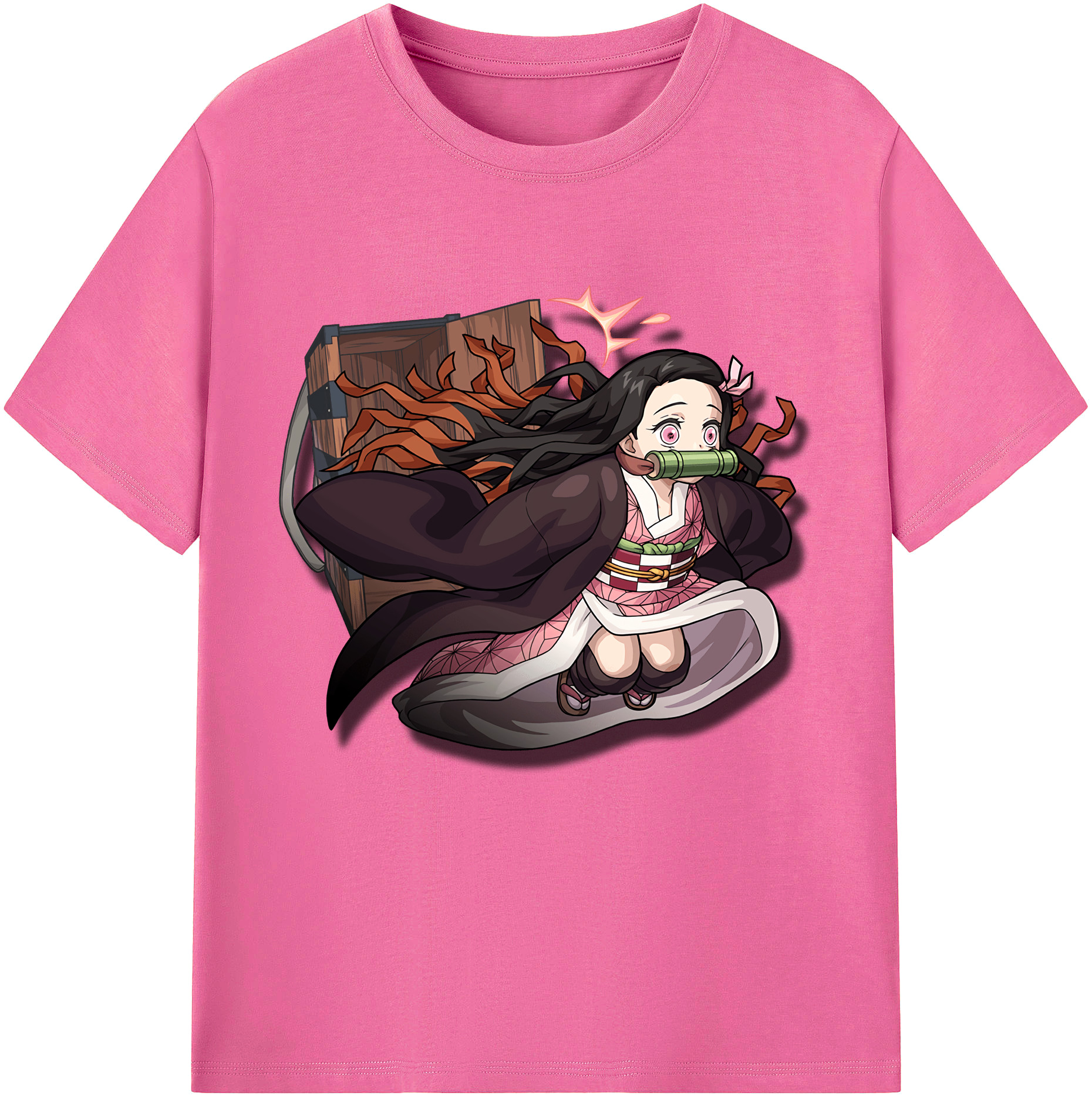 （画像用） 鬼滅の刃（きめつのやいば）竈門 禰󠄀豆子／かまど ねずこ Kamado Nezuko レディースカジュアルプリントTシャツ（綿100％）